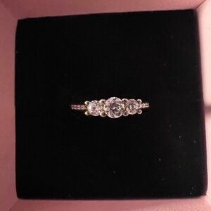 Pandora 3 clear stone ring  size 6 Elegant Gold and Silver Women's Ring
